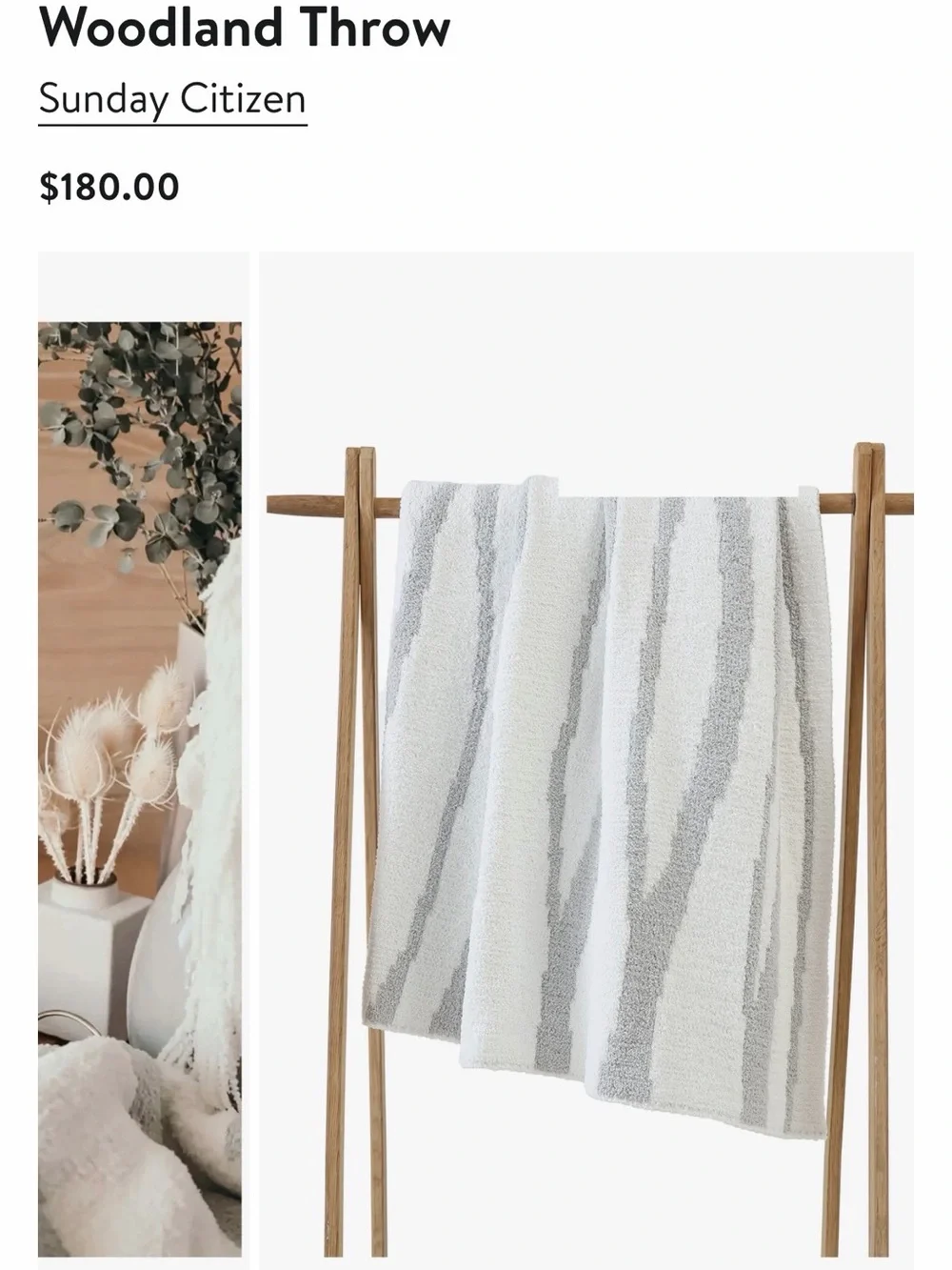 Sunday Citizen Plush Striped Throw Blanket in Gray and White